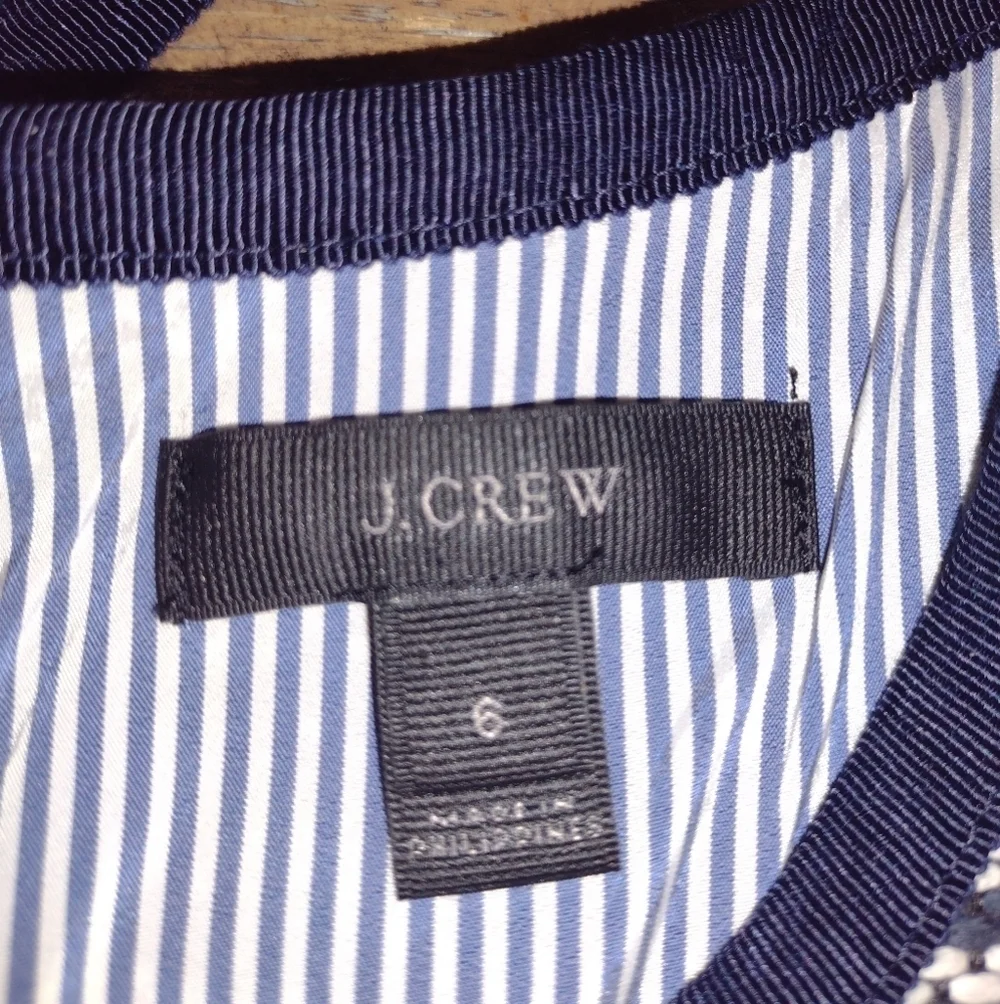 J. Crew Navy and Off White Tweed Sheath Dress NWOT Size 6